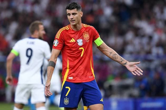 Soccer UEFA EURO 2024 Final Spain England on 14 07 2024 at Olympiastadion Berlin in Berlin Alvaro Morata Spain disappointed xRx