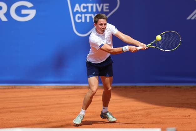 Tennis Men ATP, Tennis Men Tour 500 European Open Hamburg, Hamburg Open ATP 500 2024 Qualifying Round , 14 07 2024, Ugo Blanchet FRA plays a backhand Copyright: FernandoxSoares