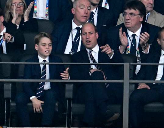 14 07 2024, Football UEFA EURO 2024, Final at the Berlin Olympic Stadium, Spain England, f l son George England and William , Prince of Wales England