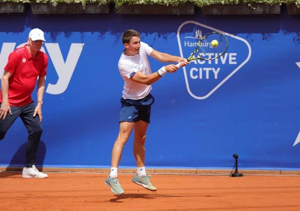 Tennis Men ATP, Tennis Men Tour 500 European Open Hamburg, Hamburg Open ATP 500 2024 Qualifying Round , 14 07 2024, Ugo Blanchet FRA plays a backhand Copyright: FernandoxSoares