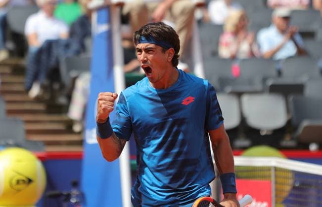 Tennis Men ATP, Tennis Men Tour 500 European Open Hamburg, Hamburg Open ATP 500 2024 Qualifying Round , 14 07 2024, Francisco Comesana ARG cheers Copyright: FernandoxSoares