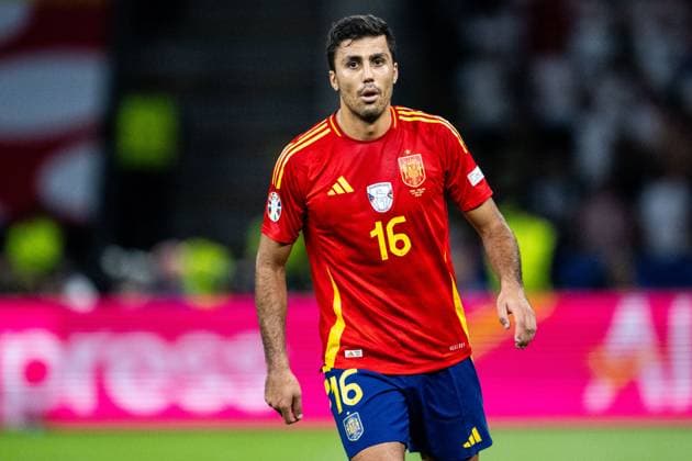 240714 Rodrigo Hernandez of Spain during the UEFA Euro 2024 Football Championship final between Spain and England on July 14, 2024 in Berlin Photo Mathias Bergeld BILDBYRAN code MB MB0946 fotboll football soccer fotballs em europamästerskap em uefa euro uefa european football championship euro 2024 final spanien spain england bbeng  Copyright: MATHIASxBERGELD BB240714MB082