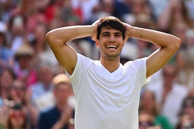 Wimbledon - Carlos Alcaraz v Novak Djokovic Carlos Alcaraz (ESP) wins his second Wimbledon trophy at the 2024 Wimbledon Championships at the AELTC in London, UK, on July 14, 2024. Photo by Corinne Dubreuil ABACAPRESS.COM London United Kingdom  Copyright: xDubreuilxCorinne ABACAx