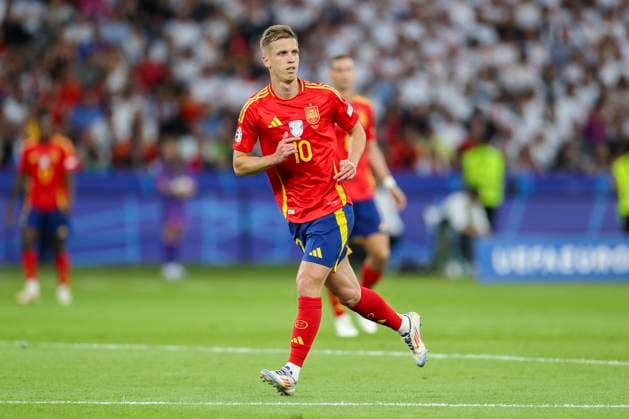 Spain v England Spain Forward Dani Olmo Leipzig during the Spain v England UEFA EURO, EM, Europameisterschaft,Fussball 2024 Final at the Olympiastadion Stadium, Berlin, Germany on 14 July 2024 Editorial use only. All images are copyright Every Second Media Limited. No images may be reproduced without prior permission. Copyright: xIMAGO EveryxSecondxMediax ESM-1060-0081