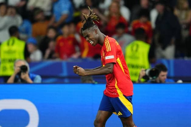 GER: Spain v England. UEFA EURO, EM, Europameisterschaft,Fussball 2024 Final Nico Williams of Spain celebrates the 1-0 during the UEFA Euro 2024 match between Spain and England, Final, played at Olympiastadion on July 14, 2024 in Berlin, Germany. kpng Copyright: xBaguxBlancox xPRESSINPHOTOx PS_240714_ESP_ENG_072