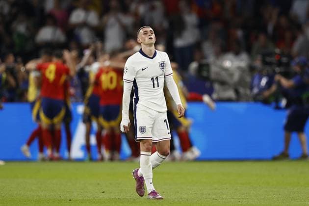 BERLIN - Phil Foden of England is disappointed during the UEFA EURO, EM, Europameisterschaft,Fussball 2024 Final match between Spain and England at the Olympiastadion on July 14, 2024 in Berlin, Germany. ANP Hollandse Hoogte MAURICE VAN STEEN UEFA EURO 2024 FINAL 2024 xVIxANPxSportx xVanxSteenxFotografiexIVx 503483959 originalFilename: 503483959.jpg