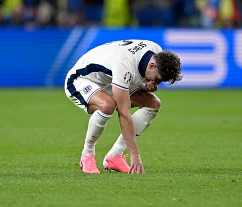 14 07 2024, Football UEFA EURO 2024, Final at Berlin Olympic Stadium, Spain England, John Stones England sad
