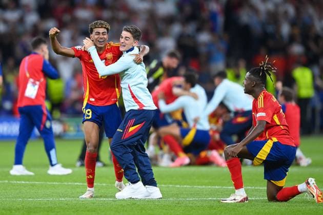 EURO 2024, Final, Spain - England, Injured Gavi celebrates with the European champions