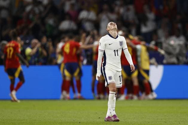 BERLIN - Phil Foden of England during the UEFA EURO, EM, Europameisterschaft,Fussball 2024 Final match between Spain and England at the Olympiastadion on July 14, 2024 in Berlin, Germany. ANP Hollandse Hoogte MAURICE VAN STEEN UEFA EURO 2024 FINAL 2024 xVIxANPxSportx xVanxSteenxFotografiexIVx 503484217 originalFilename: 503484217.jpg