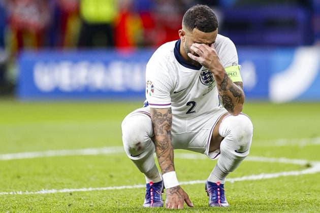 BERLIN, 14-07-2024, Olympia Stadium , European Football Championship Euro2024, final match no.51 between Spain and England. England player Kyle Walker is disappointed after the lost match Spain - England (Euro2024)  x25761060x Copyright: