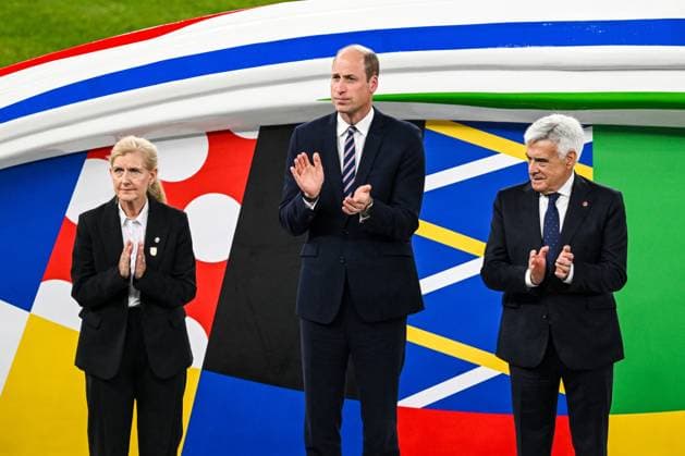 BERLIN - Prince William (center) during the UEFA EURO, EM, Europameisterschaft,Fussball 2024 Final match between Spain and England at the Olympiastadion on July 14, 2024 in Berlin, Germany. ANP Hollandse Hoogte UEFA EURO 2024 FINAL 2024 xVIxANPxSportx xGerritxvanxKeulenxIVx 503485824 originalFilename: 503485824.jpg