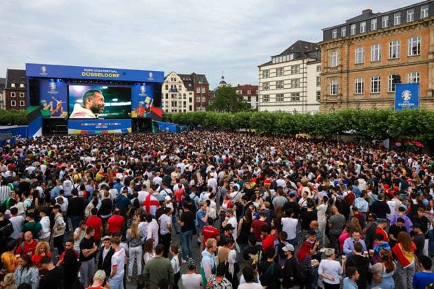 Fan Zone Burgplatz in Düsseldorf Public Viewing UEFA EURO 2024 Fianel Spain vs. England 14 07 2024 Fan Zone Burgplatz in Düsseldorf Public Viewing UEFA EURO 2024 Fianel Spain vs. England on 14 07 2024, Düsseldorf Copyright: xBEAUTIFULxSPORTS KennyxBeelex