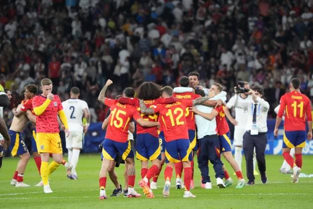 Spain celebrating victory Berlin 14 07 2024 Spain vs England, M51, EURO2024 Final, Olympiastadion Berlin