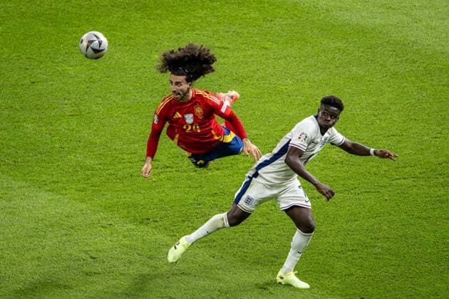Football Berlin 14 07 2024 UEFA Euro 2024 Final England ENG Spain ESP Marc Cucurella Spain, No 24 Buyako Saka England, No 07
