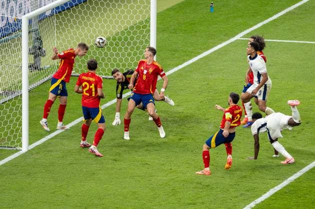 Football Berlin 14 07 2024 UEFA Euro 2024 Final England ENG Spain ESP Dani Olmo Spain, No 10 saves on the goal line