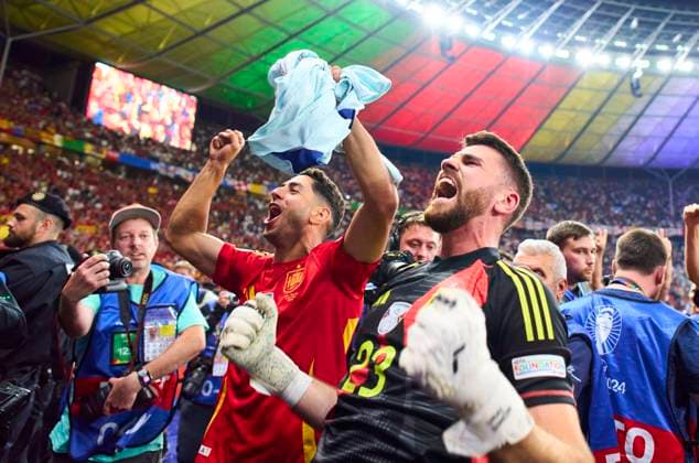 Unai Simon, ESP 23 celebrate after the final match SPAIN - ENGLAND 2-1 of the UEFA European Championships 2024 on Jul 14, 2024 in Berlin, Germany.