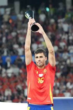 Rodri Spain Spain, 16 is voted player of the tournament Berlin 14 07 2024 Spain vs England, M51, EURO2024 Final, Olympiastadion Berlin