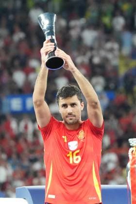 Rodri Spain Spain, 16 is voted player of the tournament Berlin 14 07 2024 Spain vs England, M51, EURO2024 Final, Olympiastadion Berlin