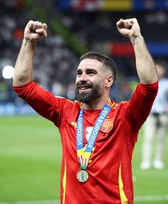 14 07 2024, xtgx, Football EM 2024 Final, Spain England emspor, v l Daniel Carvajal Ramos Spain UEFA REGULATIONS PROHIBIT ANY USE OF PHOTOGRAPHS as IMAGE SEQUENCES and or QUASI VIDEO Berlin