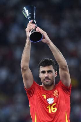 Soccer UEFA EURO 2024 Final Spain England on 14 07 2024 at Olympiastadion Berlin in Berlin Rodri Spain Player of the Tournament Player of the Tournement xRx