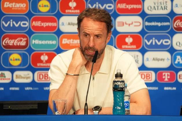 Coach Gareth Southgate England in the press conference Berlin 14 07 2024 Spain vs England, M51, EURO2024 Final, Olympiastadion Berlin