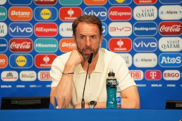 Coach Gareth Southgate England in the press conference Berlin 14 07 2024 Spain vs England, M51, EURO2024 Final, Olympiastadion Berlin