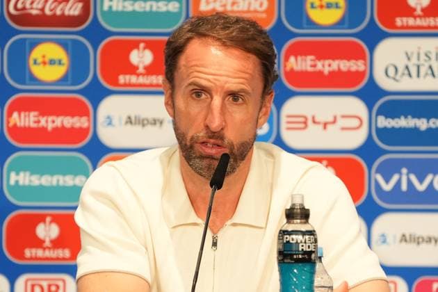 Coach Gareth Southgate England in the press conference Berlin 14 07 2024 Spain vs England, M51, EURO2024 Final, Olympiastadion Berlin
