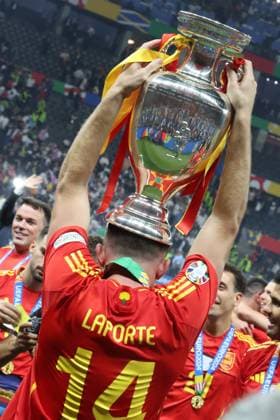 Aymeric Laporte Spain, No. 14 , Celebration, Winner Spain, European Champion Spain, Final EM 2024, M51, ESP ENG, European Football Championship, Final Spain vs England, Final European Football Championship, Spain vs England, Berlin, 14 07 2024,
