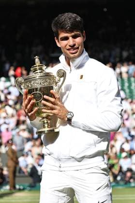 Carlos Alcaraz, ESP, after final of 2024 All England Lawn Tennis Championships at Wimbledon, gentlemens singles, London, 14 07 2024