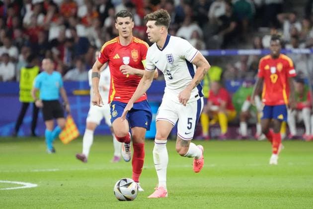 John Stones England, 05 vs Alvaro Morata Spain Spain, 07 Berlin 14 07 2024 Spain vs England, M51, EURO2024 Final, Olympiastadion Berlin