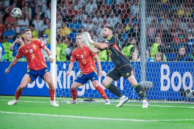 EURO 2024 - Final: Spain vs. England Unai Simon in action during the EURO 2024 Final match between Spain and England on 14 July 2024, at Olympic Stadium Berlin, in Berlin, Germany Berlin Olympic Stadium Berlin Germany Copyright: xAlexandraxFechetex DSC01641