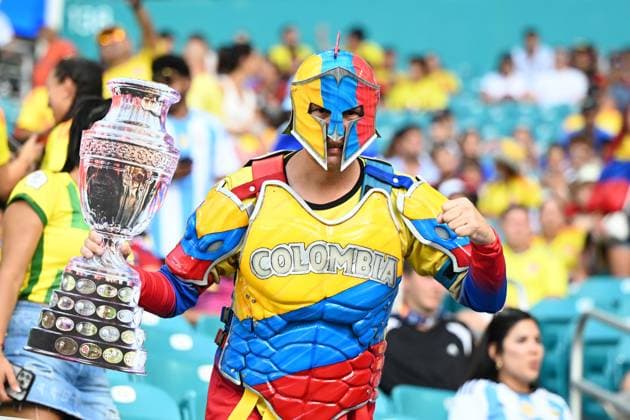 14th July 2024: Miami Gardens, Florida, USA: Fans of Col& xf4;mbia, Copa America Finals match between Columbia and Argentina at Hard Rock Stadium in Miami Gardens, Fla.  ActionPlus12668361 RodrigoxCaillaud