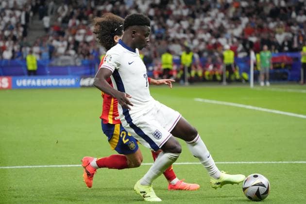 Bukayo Saka England, 07 vs Marc Cucurella Spain Spain, 24 Berlin 14 07 2024 Spain vs England, M51, EURO2024 Final, Olympiastadion Berlin