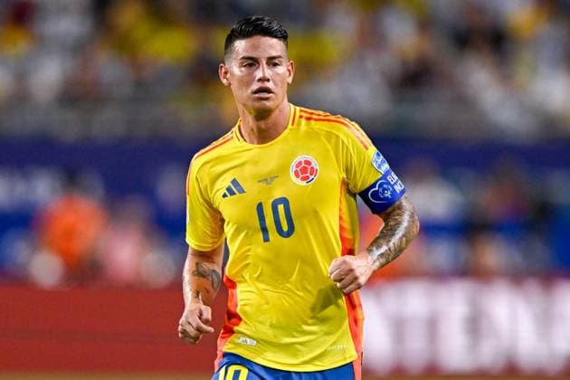 2024-07-15 Argentina v Colombia - CONMEBOL Copa America USA 2024 MIAMI GARDENS, UNITED STATES - JULY 15: James Rodriguez of Colombia during the CONMEBOL Copa America USA 2024 match between Argentina and Colombia at Hard Rock Stadium on July 15, 2024 in Miami Gardens, United States. (Photo by Pablo Morano BSR Agency) Miami Gardens United States Content not available for redistribution in The Netherlands directly or indirectly through any third parties. Copyright: xBSRxAgencyx
