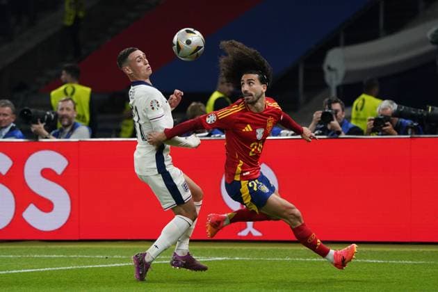 Euro 2024, Euro 2024, Football UEFA Final ,Final , Spain England , Olympiastadion, Berlin Phil Foden, England , Marc Cucurella, Spain