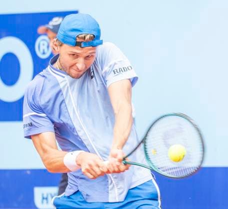 July 15, 2024, Gstaad, Bern, Switzerland: Gstaad Switzerland, 07 15 2024: LEONARDO RIEDI of Switzerland do a backhand during 16th finals of EFG Swiss Open Gstaad ATP, Tennis Herren 250, EFG Swiss Open Gstaad-ATP 250 took place at Roy Emerson Arena in Gstaad, which is located in the famous ski resort of Gstaad and which is located in the Bernese Oberland. Gstaad Switzerland - ZUMAd206 20240715_zip_d206_007 Copyright: xEricxDubostx