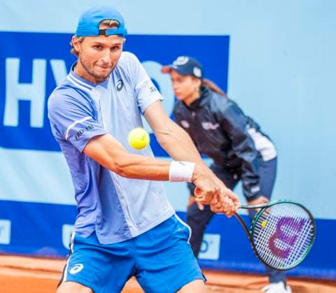 July 15, 2024, Gstaad, Bern, Switzerland: Gstaad Switzerland, 07 15 2024: LEONARDO RIEDI of Switzerland do a backhand during 16th finals of EFG Swiss Open Gstaad ATP, Tennis Herren 250, EFG Swiss Open Gstaad-ATP 250 took place at Roy Emerson Arena in Gstaad, which is located in the famous ski resort of Gstaad and which is located in the Bernese Oberland. Gstaad Switzerland - ZUMAd206 20240715_zip_d206_009 Copyright: xEricxDubostx