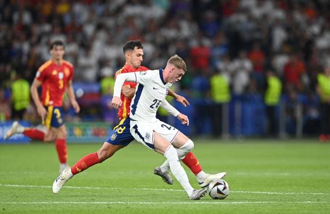 Football, men, season 2023 24, UEFA Euro EM 2024, final in Berlin, Spain England, f l Martin Zubimendi Spain , Cole Palmer England , 14 07 2024, Copyright: xSebastianxRäppold MatthiasxKochx