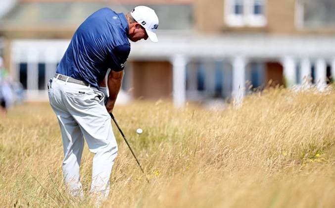 Tom Hoge hits towards the clubhouse on the 18th hole The British Open Championship, Practice, Golf, Royal Troon, Troon, UK - 15 July 2024  Copyright: xGreigxCowie Shutterstockx 14587379r