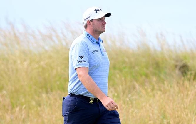 Sepp Straka on the 15th hole The British Open Championship, Practice, Golf, Royal Troon, Troon, UK - 15 July 2024  Copyright: xGreigxCowie Shutterstockx 14587379c