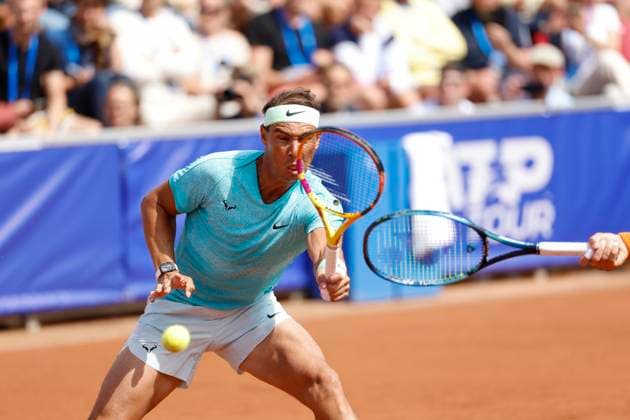 BASTAD, SWEDEN 20240715 Rafael Nadal ESP as he and Casper Ruud NOR face Guido Andreozzi ARG and Miguel Reyes Varela MEX in doubles during the Nordea Open in Bastad on Monday BASTAD SWEDEN x9200x  Copyright: xAdamxIhse TTx NORDEA OPEN BASTAD