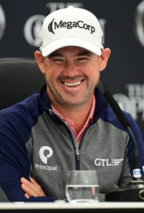 Brian Harman as returning Champion Golfer in the interview room The British Open Championship, Practice, Golf, Royal Troon, Troon, UK - 15 July 2024  Copyright: xGreigxCowie Shutterstockx 14587379ac