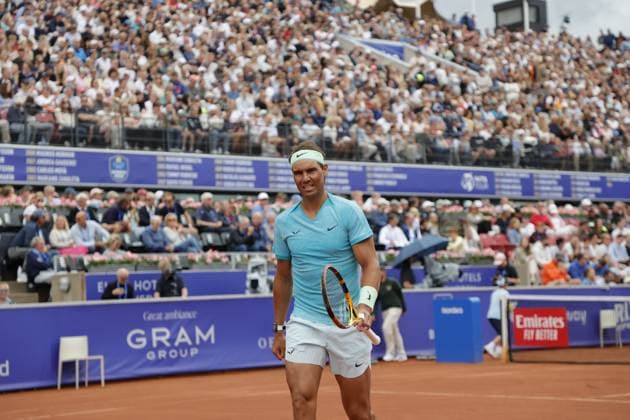 BASTAD, SWEDEN 20240715 Rafael Nadal ESP as he and Casper Ruud NOR face Guido Andreozzi ARG and Miguel Reyes Varela MEX in doubles during the Nordea Open in Bastad on Monday BASTAD SWEDEN x9200x  Copyright: xAdamxIhse TTx NORDEA OPEN BASTAD