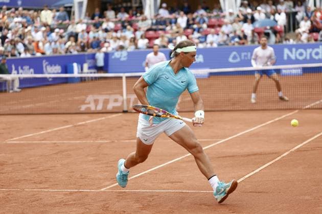 BASTAD, SWEDEN 20240715 Rafael Nadal ESP as he and Casper Ruud NOR faced Guido Andreozzi ARG and Miguel Reyes Varela MEX in doubles during the Nordea Open in Bastad on Monday BASTAD SWEDEN x9200x  Copyright: xAdamxIhse TTx NORDEA OPEN BASTAD