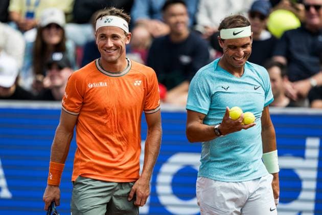 240715 Casper Ruud of Norway and Rafael Nadal of Spain during day 1 of the Nordea Open on July 15, 2024 in Bastad Photo Niclas Jönsson BILDBYRAN COP 273 NO0282 tennis atp 250 nordea open day 1 bbeng  Copyright: NICLASxJÖNSSON BB240715NO028
