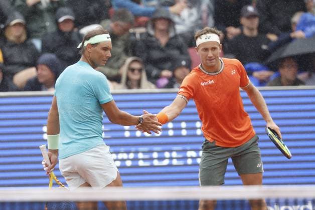 BASTAD, SWEDEN 20240715 Rafael Nadal ESP and Casper Ruud NOR against Guido Andreozzi ARG and Miguel Reyes Varela MEX in doubles during the Nordea Open in Bastad on Monday BASTAD SWEDEN x9200x  Copyright: xAdamxIhse TTx NORDEA OPEN BASTAD