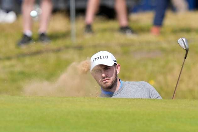 15th July 2024; Royal Troon Golf Club, Troon, South Ayrshire, Scotland; The Open Championship Practice Day; Patrick Cantlay plays from a bunker on the twelfth hole  ActionPlus12668506 StevenxFlynn