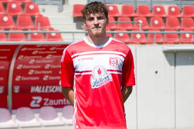 Halle, Germany 15 July 2024 Regionalliga Nordost Team photo 2024 2025 Hallescher FC In the picture Paul Hamalla Halle Leuna Chemie Stadion Sachsen Anhalt Copyright: xFotostandx xBallaschx