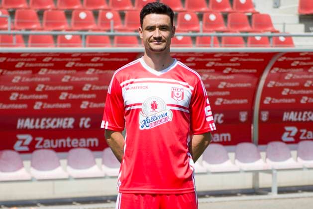 Halle, Germany 15 July 2024 Regionalliga Nordost Team photo 2024 2025 Hallescher FC In the picture Niklas Landgraf Halle Leuna Chemie Stadion Sachsen Anhalt Copyright: xFotostandx xBallaschx