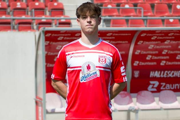 Halle, Germany 15 July 2024 Regionalliga Nordost Team photo 2024 2025 Hallescher FC In the picture Elias Lorenz Halle Leuna Chemie Stadion Sachsen Anhalt Copyright: xFotostandx xBallaschx